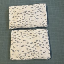 Lot of Two 2 Pottery Barn Crib Sheets, Organic Cotton, Whale Motif, VGUC