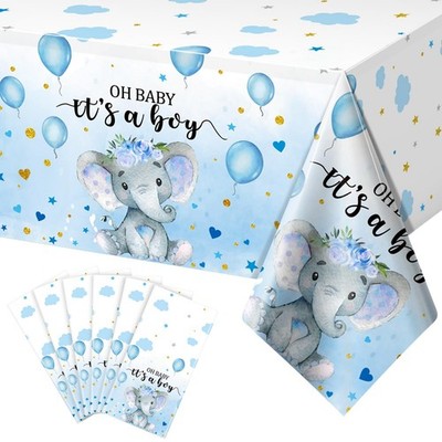 6 Pack Elephant Tablecloth Decorations, Plastic Tablecloth Table Cover Backdr...