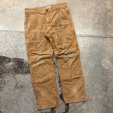 Vintage Y2K Paint Splatter Tan Carhartt Double Knee Workwear Skater Pants