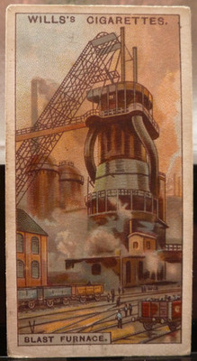 1927 W.D. & H.O. Wills Engineering Wonders #13 Blast Furnace Manchester GD/VG