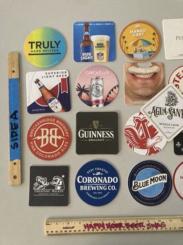 🔥New 20 Mix Beer Bar Coasters coaster Lot H Bluemoon Stella Mango Cart Kona 805 - Picture 2 of 6