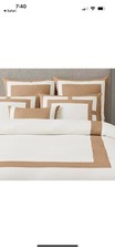 RH Restoration Hardware Framed White camel LINEN Full Queen DUVET COVER