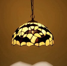 Image of Vintage Tiffany Style Bat Stained Glass Pendant Ceiling Light Gothic Decor Lamp