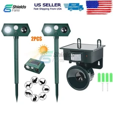 Solar Ultrasonic Animal Repellent Dog Cat Skunk Deer Raccoon ForGarden Rainproof