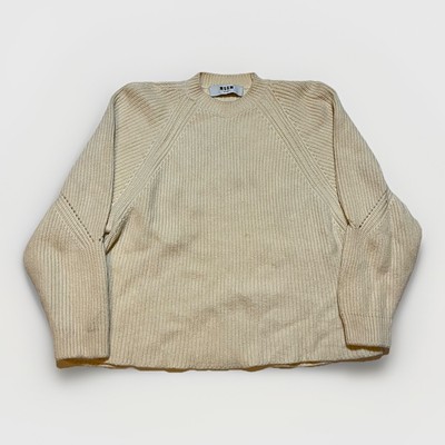 MSGM Milano Wool Knit Sweater Cream Size Small