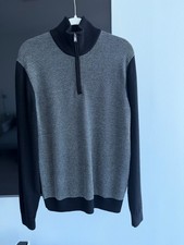Hugo Boss Mens  Cotton Long Sleeve Zipped Neck Pullover Sweatshirt Small