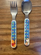 Vintage 1990  s HTF Winnie The Pooh  Tigger Toddler Fork  Spoon Set