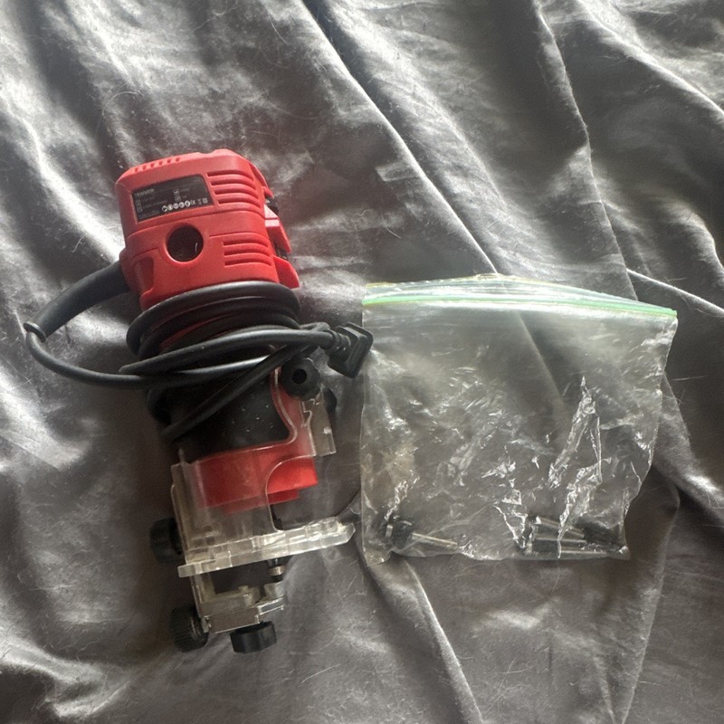 mocoerl 18V 600W Corded Compact Trim Router Woodworking Tool Red Clear Base
