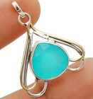 Two Tone Natural Aquamarine Chalcedony 925 Sterling Silver Pendant Jewelry @9-9 — photo 2