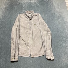 Lacoste Shirt Mens Small Gray Logo Regular Fit Chest Pockets Outdoor Button Down
