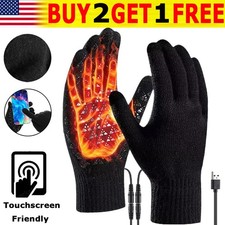 Electric USB Heated Gloves Winter Warming Thermal Ski Snow Hand Warm Windproof