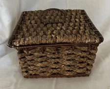 Early 1900's Sewing Basket Tufted Satin Inside As is