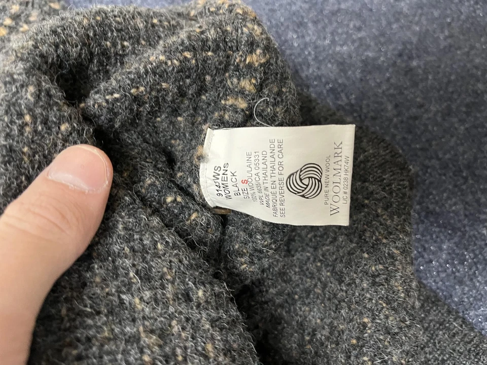 Suéter Woolrich Mujer Grande Negro Lana Botón Frontal Cárdigan Lana de Cordero Foto 3 de 4