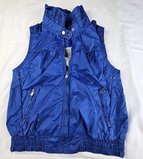 Zara Junior Girls Size Large Zip Front Lined Puffer Vest Coat Pockets Blue