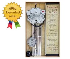 Beautiful 18" Pet Memorial Wind Chime with 'Pawprints Left by You' Poem Card