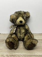 Russ Berrie Cappuccino Teddy Bear Plush with Bow Stuffed Animal Brown Vintage