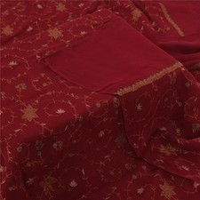 Sanskriti Vintage Red Dupatta Long Stole Pure Georgette Embroidered Premium Veil