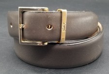 VTG YSL Yves Saint Laurent Dark Grey Khaki Leather Women's Belt Glove Tanned