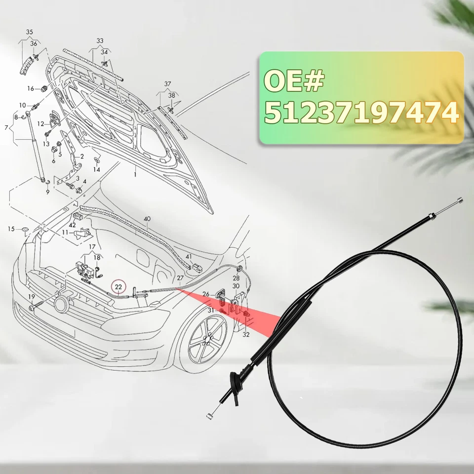 Hood Release Cable Front For BMW 7ER 740I 2001 745LI 750I 760LI 2008 51237197474 Foto 2 de 4