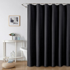 Black Shower Curtain for Bathroom 78 Inches Long, 3D Embossed Textured Fabric Fa