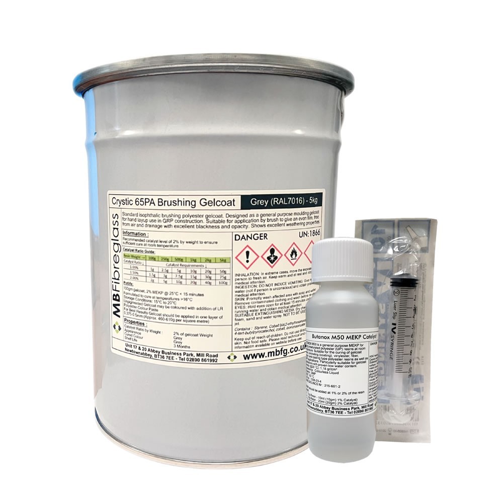 Crystic 65PA 5kg GRP Deep Grey RAL7016 Polyester Gelcoat - Catalyst & Syringe