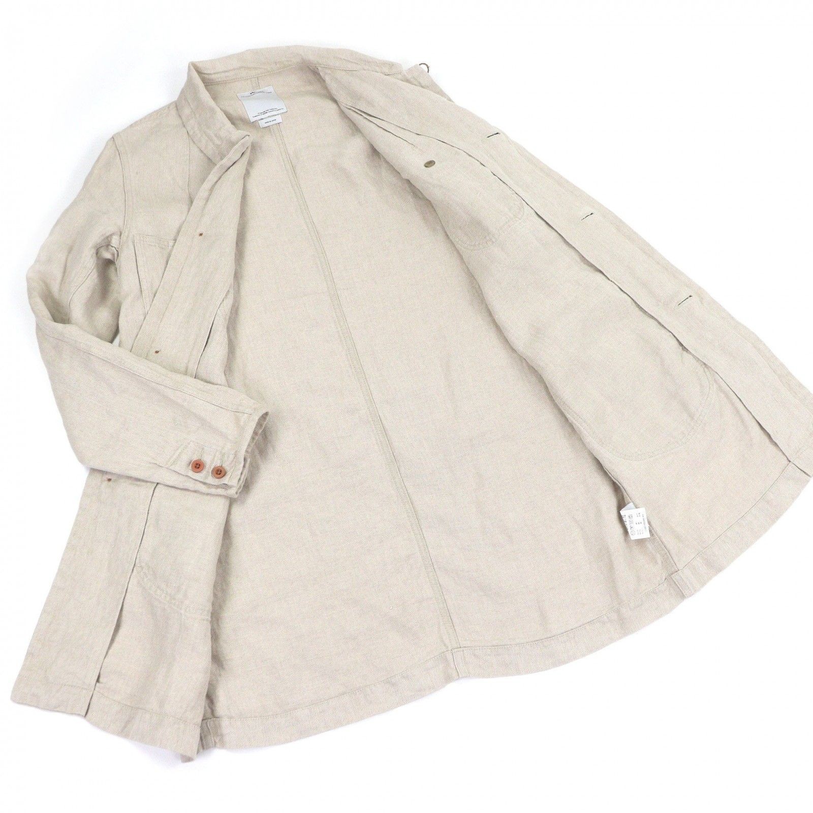 VISVIM Linen Herringbone All-Over Pattern Stand C… - image 3