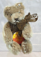 Vtg Mohair Caramel Light Brown Steiff Teddy Bear Plush w/Button Ear Tag Mini 3"