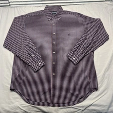 Ralph Lauren Golf Shirt Mens Extra Large Navy Red White Plaid Tilden Button Down