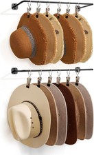 Metal Cowboy Hat Rack with 12 Clips for Wall - 2 Pack Hat Organizer