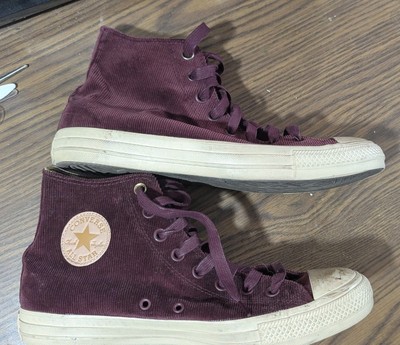 Men's Size 9.5 Converse x Willy Wonka Deep Bordeaux Corduroy Chuck Taylor Shoes
