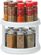 2 Tier 10" Turntable Lazy Susan Spice Organizer - Rotating Seasoning Rack for Pa