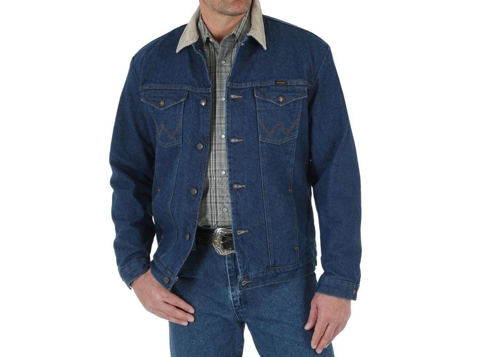 Wrangler Men's Western Style Blanket Lined Denim Jacket Comfort Pockets New NWT