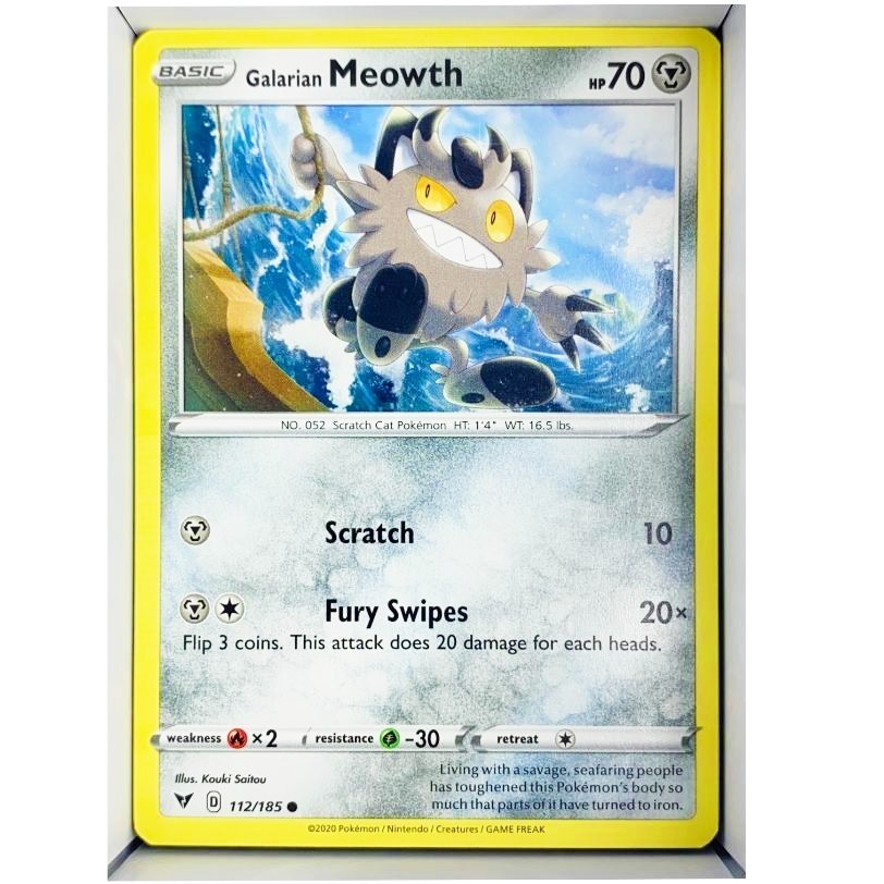 galarian meowth pokemon card value Galarian Meowth - 112/185 Regular Common 2020 English