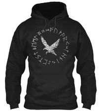 Raven And Rune Distressed Vikings Norse Gildan Hoodie Sweatshirt