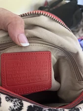 COACH Ocelot Duffle Shoulder Bag Purse with Red Leather Trim