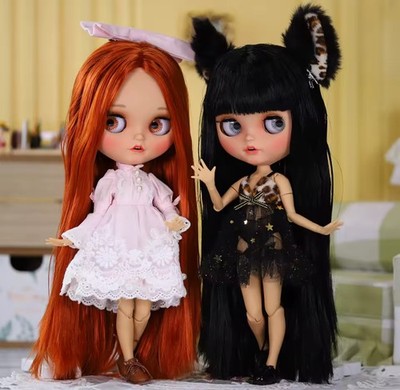 Blythe Doll for Customization DIY Project, fair skin long black hair extra hands
