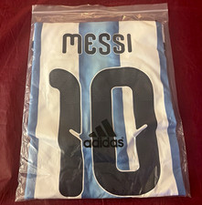 adidas Argentina Lionel Messi #10 Soccer Jersey White Light Blue Black XL