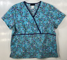 Scrub Top womens size M medium as measured Geometric Shapes Circles Squares