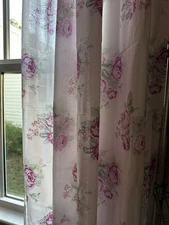 SIMPLY SHABBY CHIC Rachel Ashwell Set Of 2 Panels Pink Cabbage Rose Panels New🌸