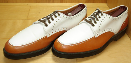 Men’s 10 B ALLEN EDMONDS Devonshire Golf Shoes Brown White Leather USA Narrow