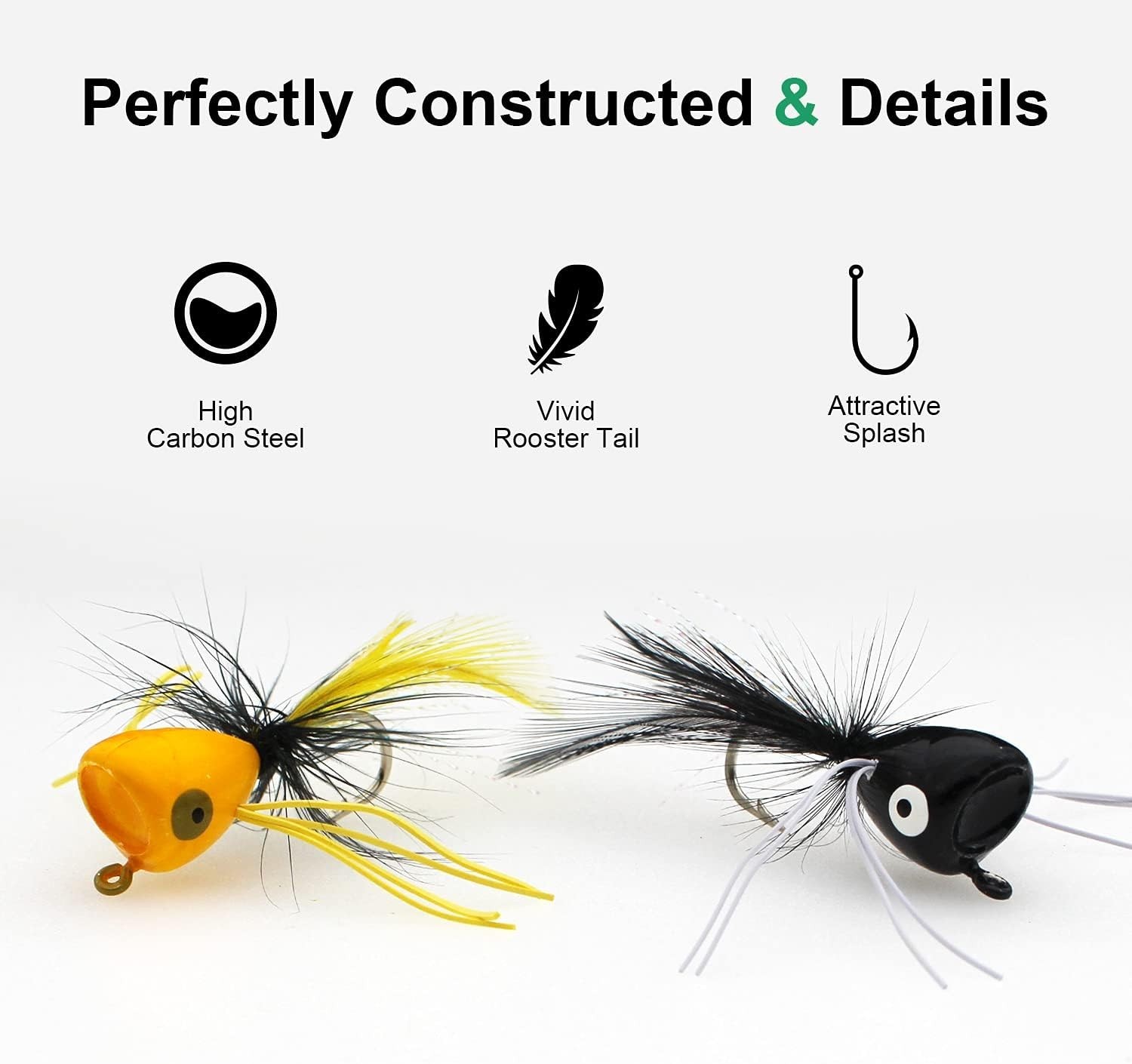 Fly Fishing Poppers Topwater Fishing Lures Bass Crappie Bluegill Sunfish Panfis, - Image 6