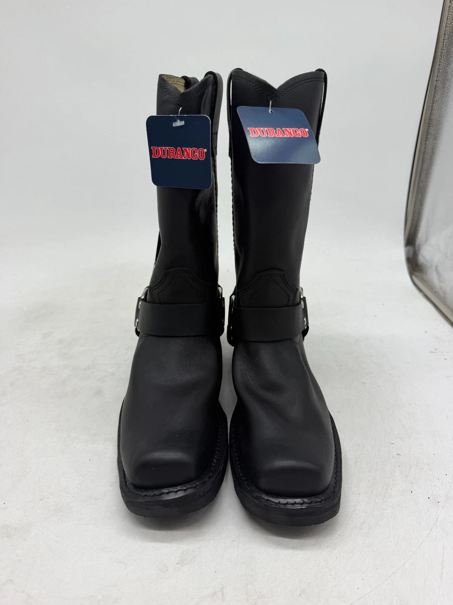 Durango Harness Boots Women's Black Leather Pull-On Biker Western - 8