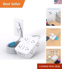 Smart Charging 15 Ft Power Strip: 8 AC Outlets  4 USB Ports for Home  Office