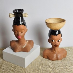 アフリカ？ 頭部 ペア 置物 African Head Vase | eBay
