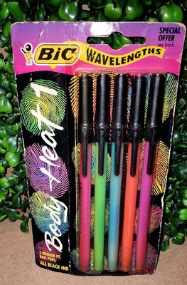 Vintage 1992 NEW Bic Wavelengths Body Heat Black Pen USA  Sealed Ink Medium NOS