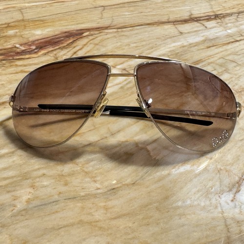 Occhiali da sole aviatore D&G Dolce & Gabbana 2166 772 oro rosa 64 mm Italia con custodia - Foto 5 di 19