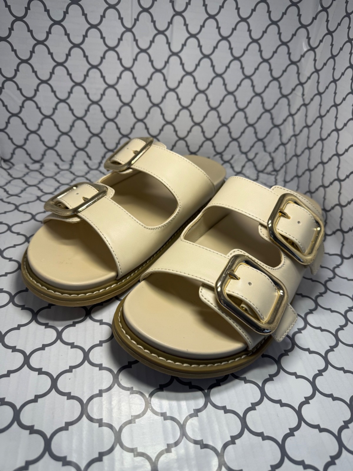 UNIVERSAL THREAD  Bone Double Buckle Footbed Sand… - image 1