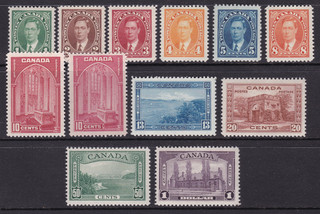 Canada 1937 38 Set of 11 Shade to $1 SG 357/367 m/m Cat £180