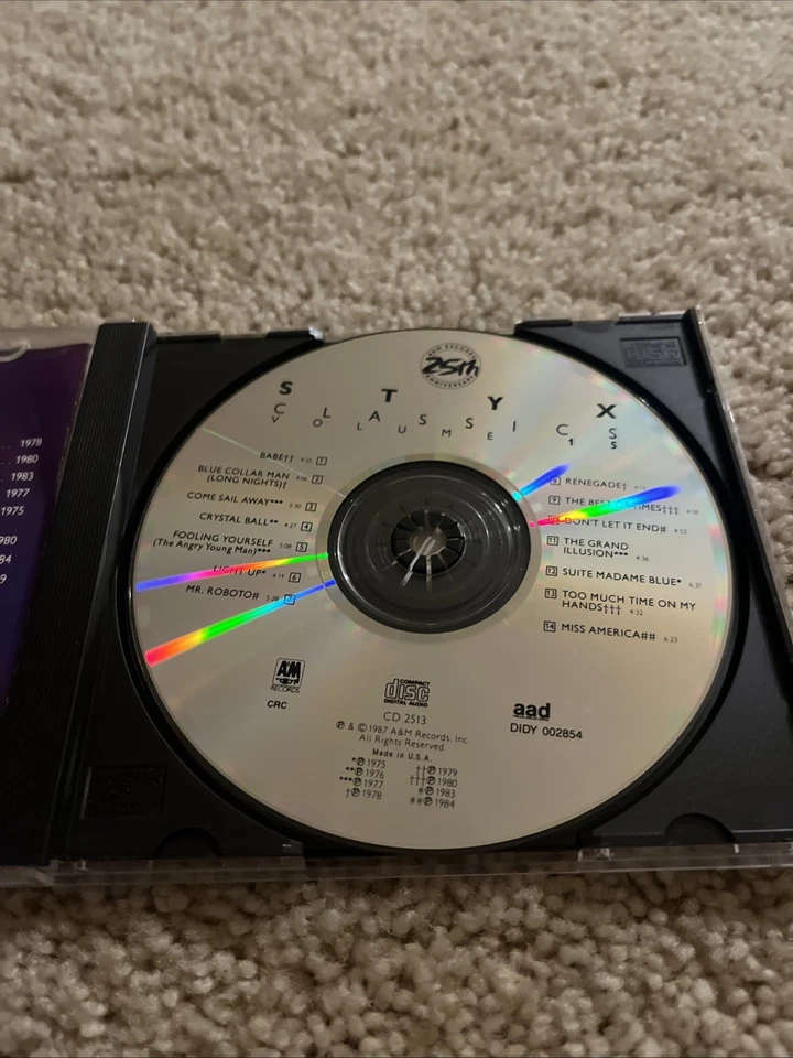 Styx – Classics Volume 15 CD 1987 A&M Records Foto 3 de 3