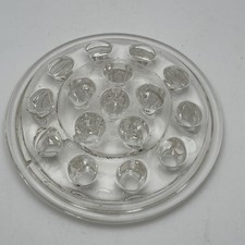 Vintage Round Clear Glass Flower Frog 16 Hole Stem Holder 5" Diameter